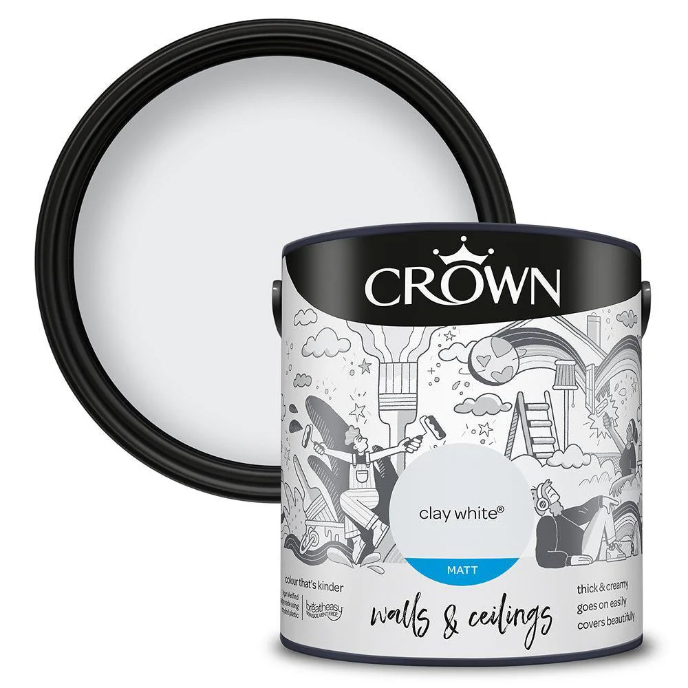 Crown Walls & Ceilings Matt Emulsion Paint | Clay White