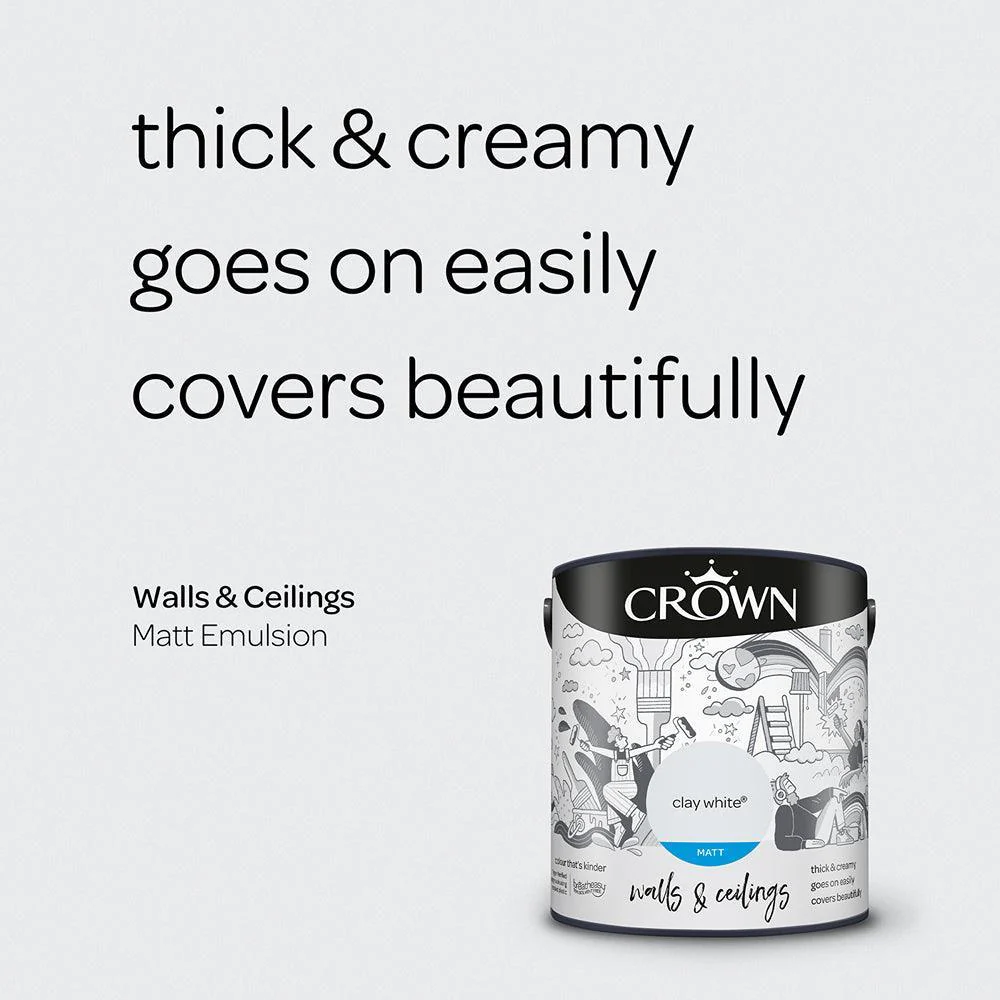 Crown Walls & Ceilings Matt Emulsion Paint | Clay White - Image 6
