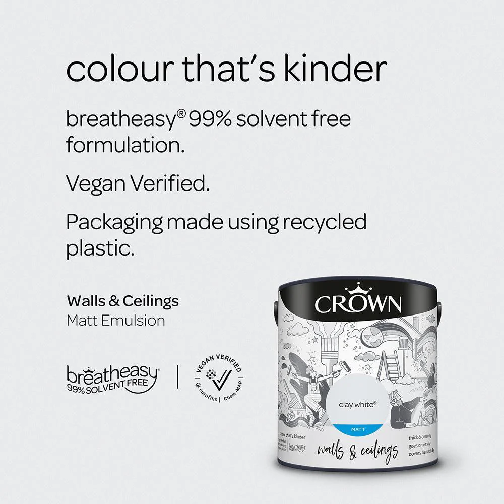 Crown Walls & Ceilings Matt Emulsion Paint | Clay White - Image 7