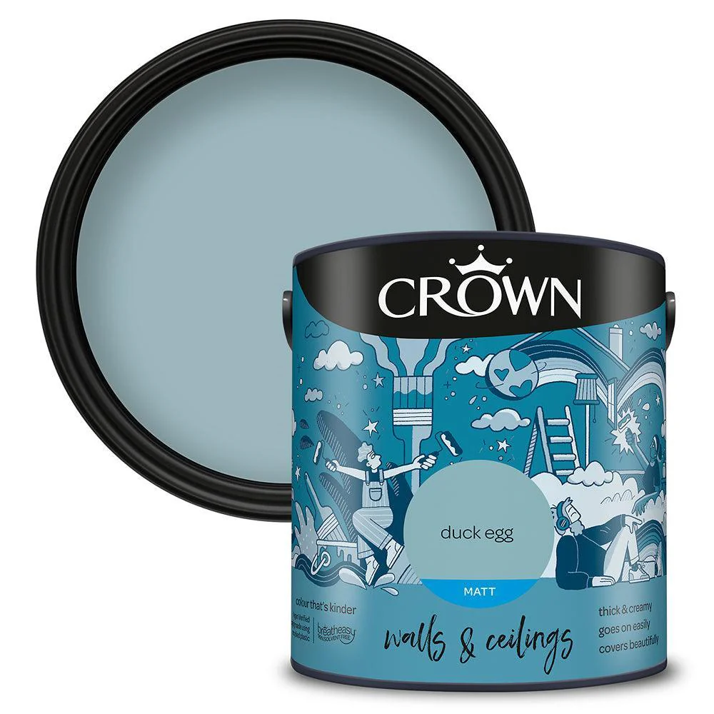 Crown Walls & Ceilings Matt Emulsion Paint | Duck Egg