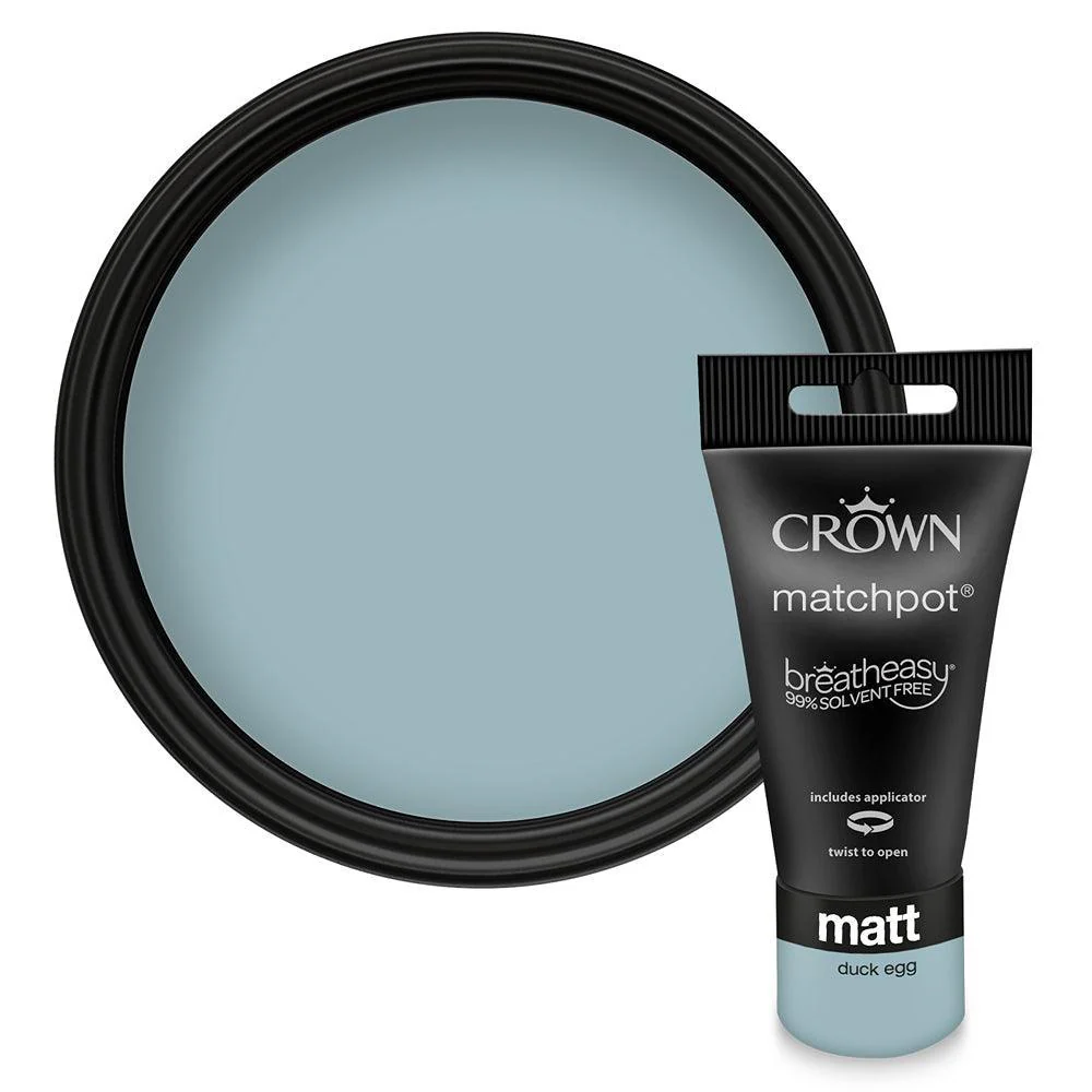 Crown Walls & Ceilings Matt Emulsion Paint | Duck Egg | 40ml Tester