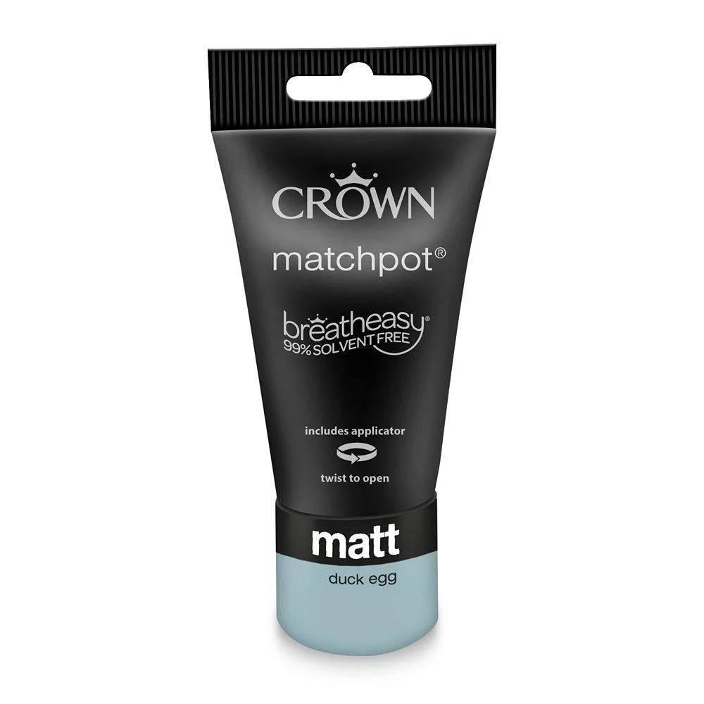 Crown Walls & Ceilings Matt Emulsion Paint | Duck Egg | 40ml Tester - Image 3