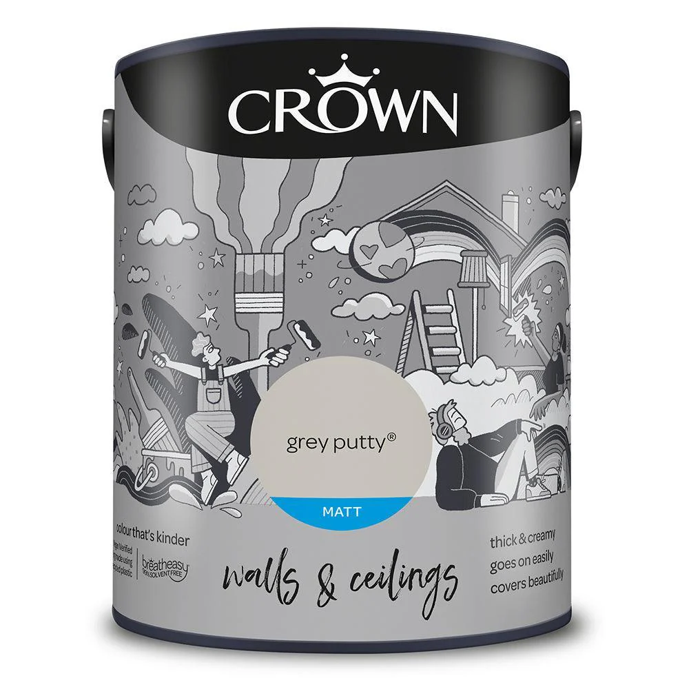 Crown Walls & Ceilings Matt Emulsion Paint | Grey Putty - Image 3