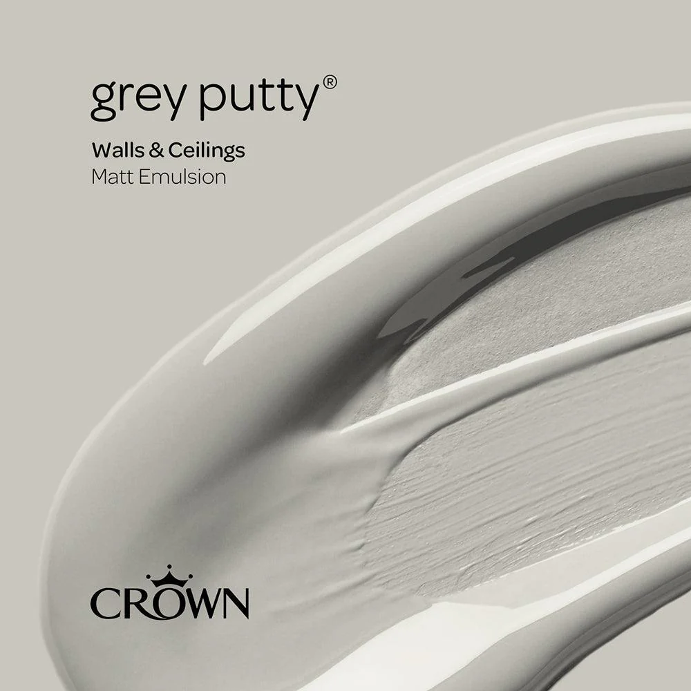 Crown Walls & Ceilings Matt Emulsion Paint | Grey Putty | 40ml Tester - Image 7