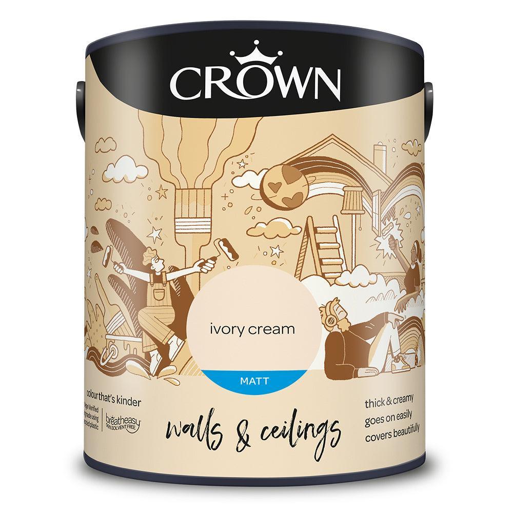 Crown Walls & Ceilings Matt Emulsion Paint | Ivory Cream - Image 3