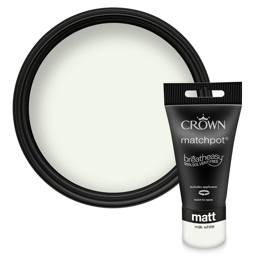 Crown Walls & Ceilings Matt Emulsion Paint | Milk White | 40ml Tester