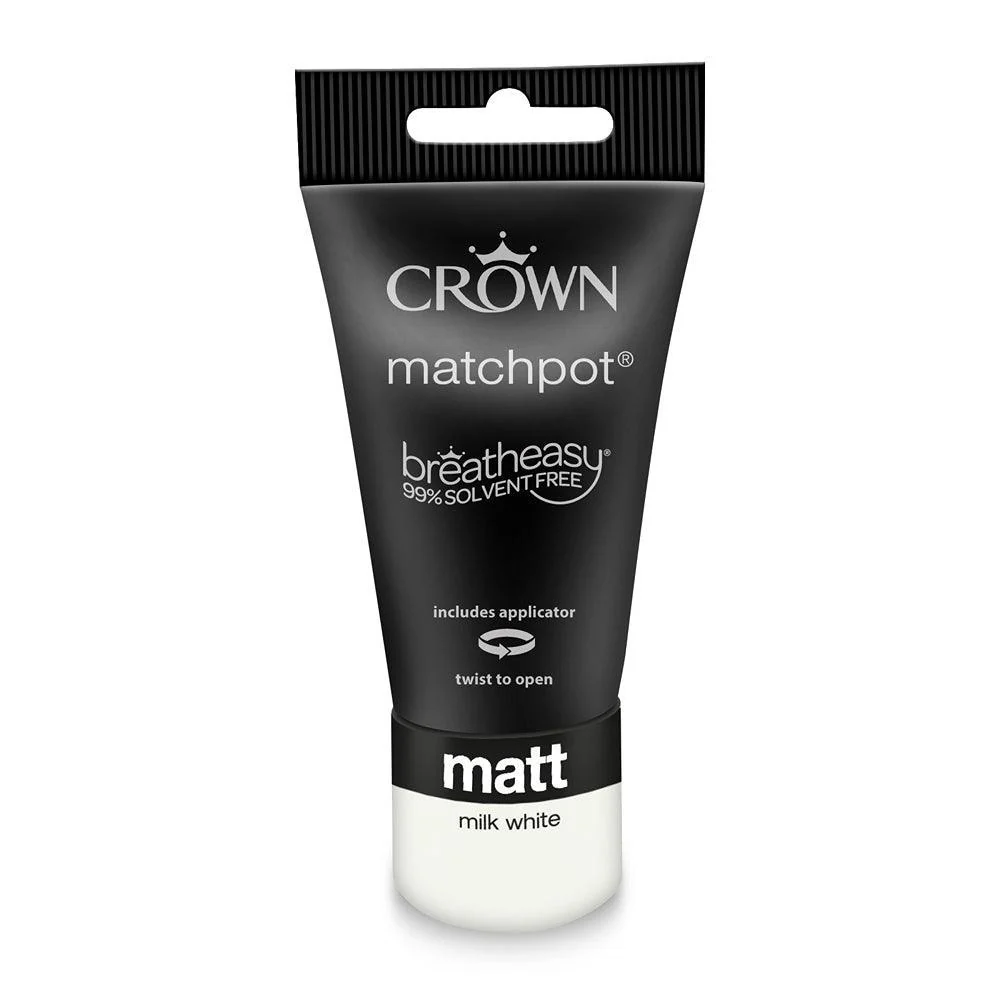Crown Walls & Ceilings Matt Emulsion Paint | Milk White | 40ml Tester - Image 3