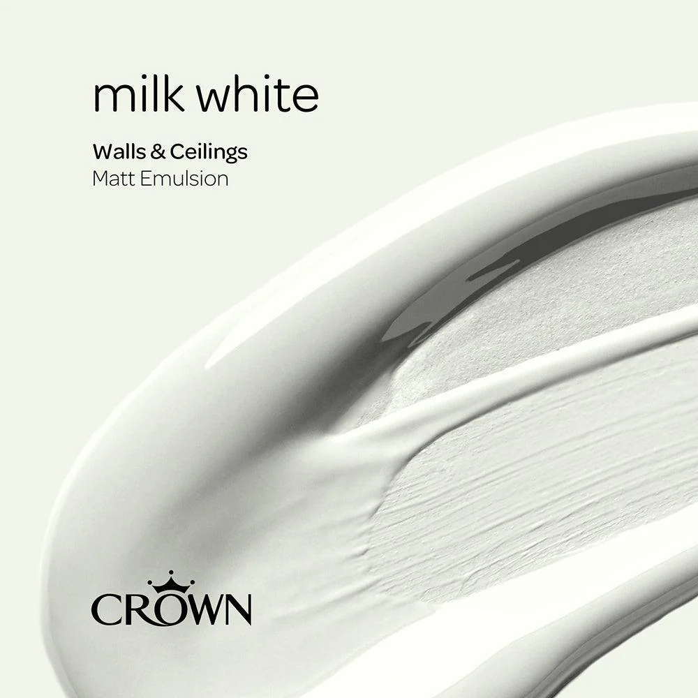 Crown Walls & Ceilings Matt Emulsion Paint | Milk White | 40ml Tester - Image 7