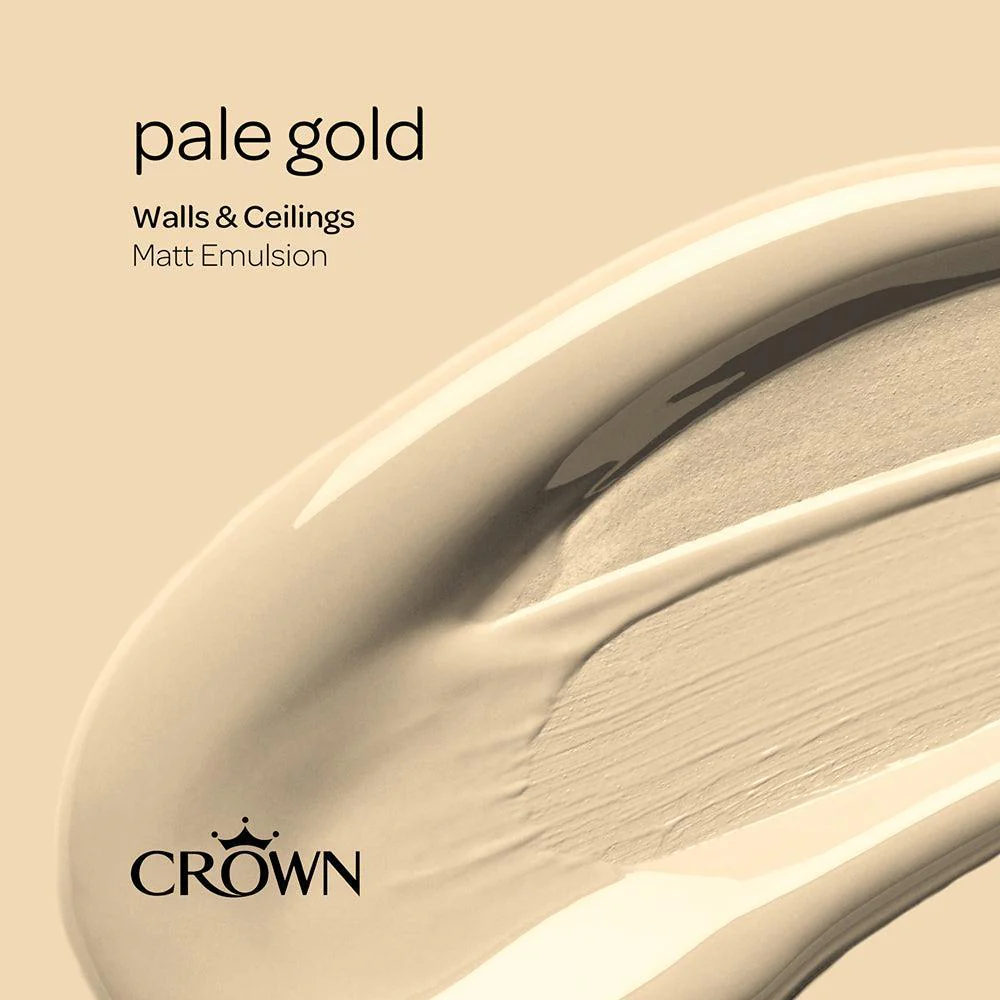 Crown Walls & Ceilings Matt Emulsion Paint | Pale Gold | 40ml Tester - Image 7