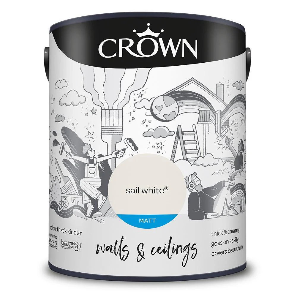 Crown Walls & Ceilings Matt Emulsion Paint | Sail White - Image 3