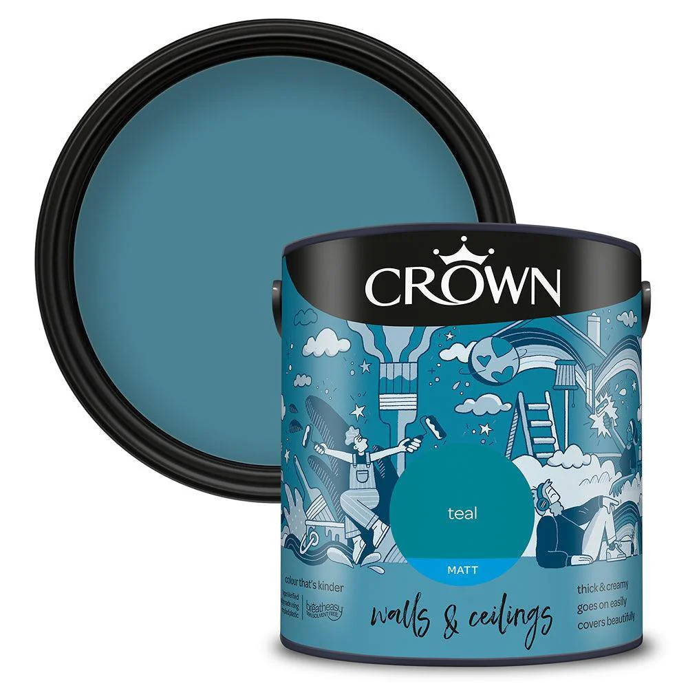 Crown Walls & Ceilings Matt Emulsion Paint | Teal