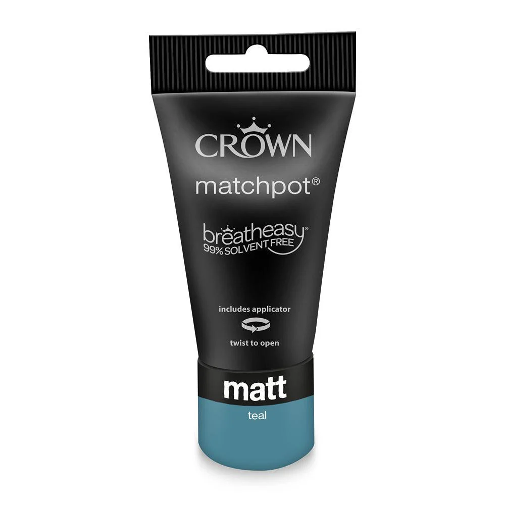 Crown Walls & Ceilings Matt Emulsion Paint | Teal | 40ml Tester - Image 3