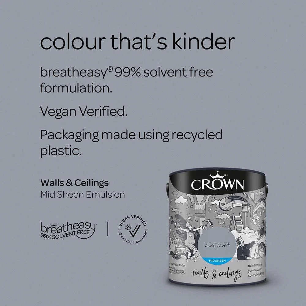 Crown Walls & Ceilings Mid Sheen Emulsion Paint | Blue Gravel - Image 7
