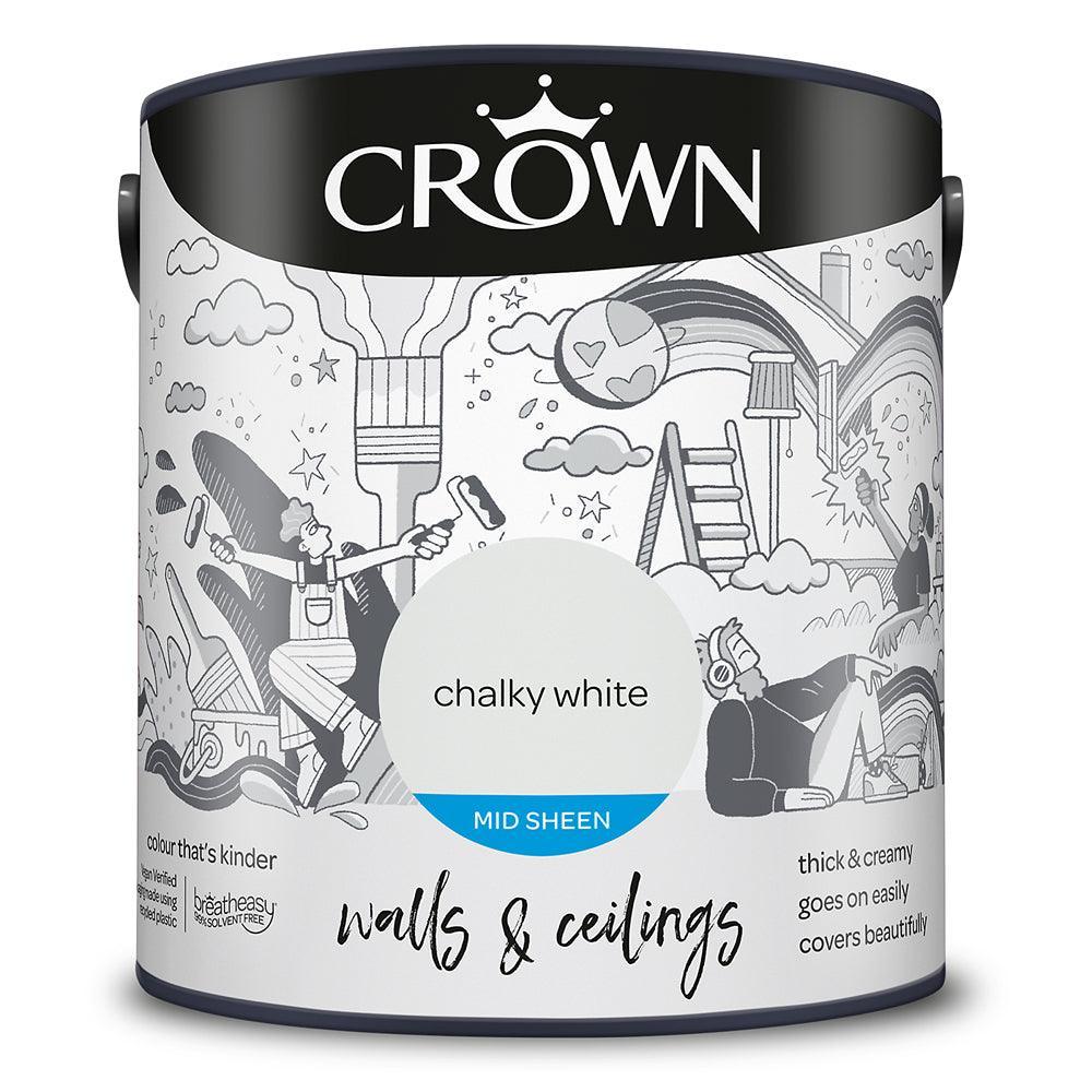 Crown Walls & Ceilings Mid Sheen Emulsion Paint | Chalky White - Image 3