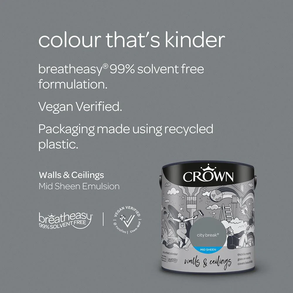 Crown Walls & Ceilings Mid Sheen Emulsion Paint | City Break - Image 7