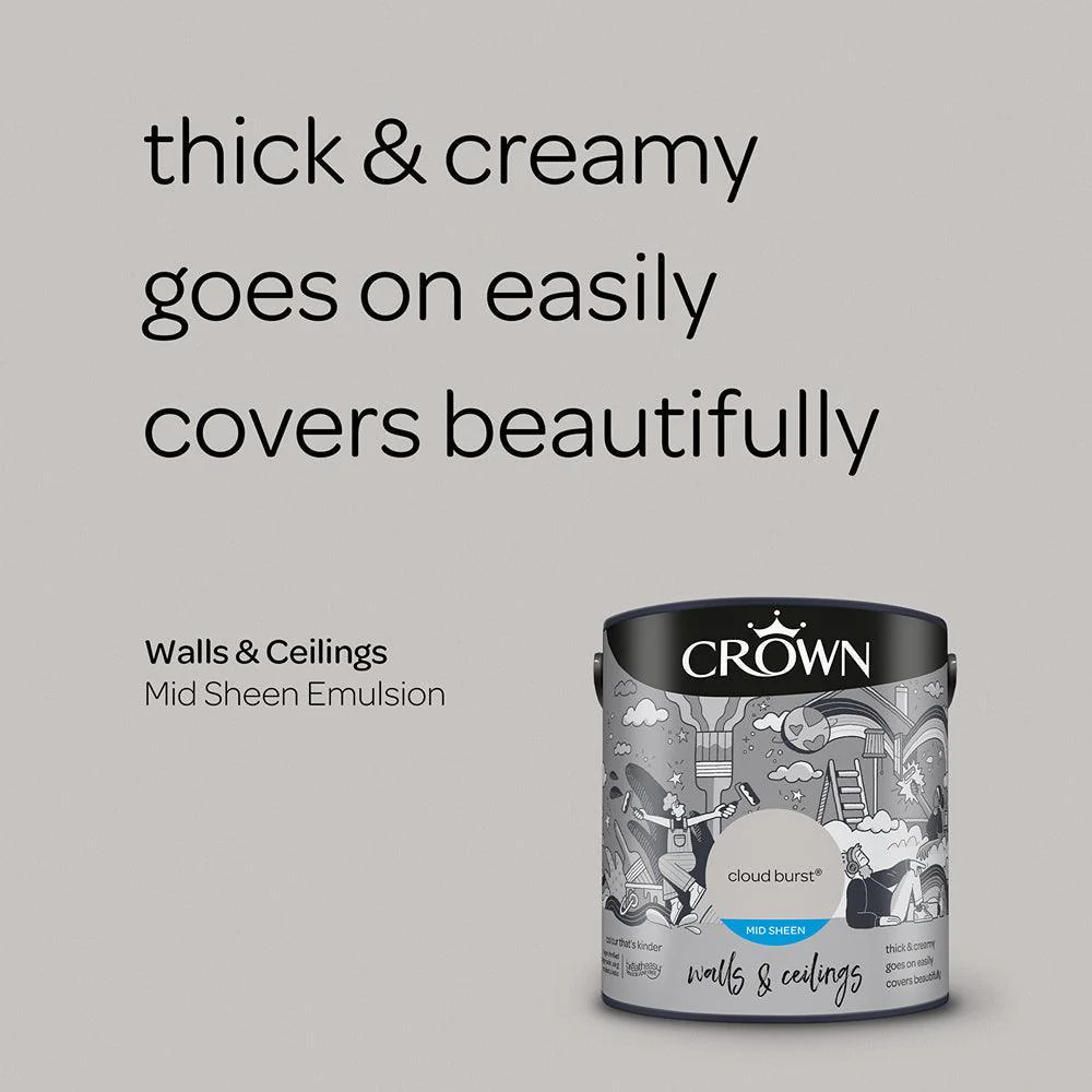 Crown Walls & Ceilings Mid Sheen Emulsion Paint | Cloud Burst - Image 6