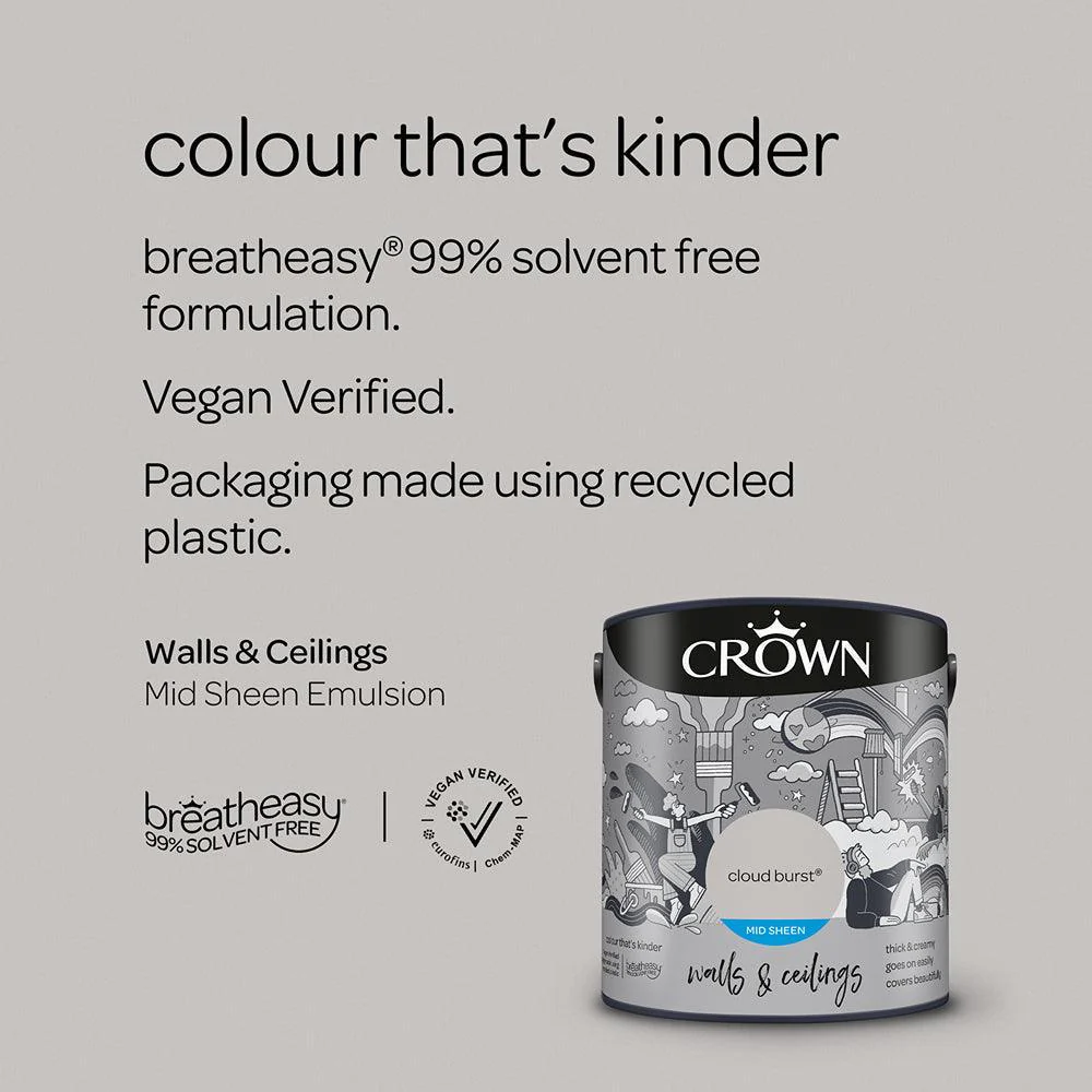 Crown Walls & Ceilings Mid Sheen Emulsion Paint | Cloud Burst - Image 7