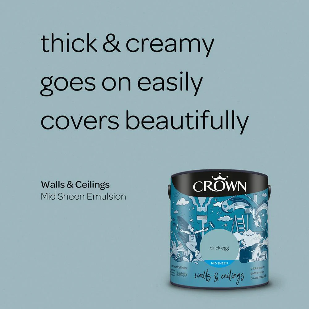 Crown Walls & Ceilings Mid Sheen Emulsion Paint | Duck Egg - Image 6