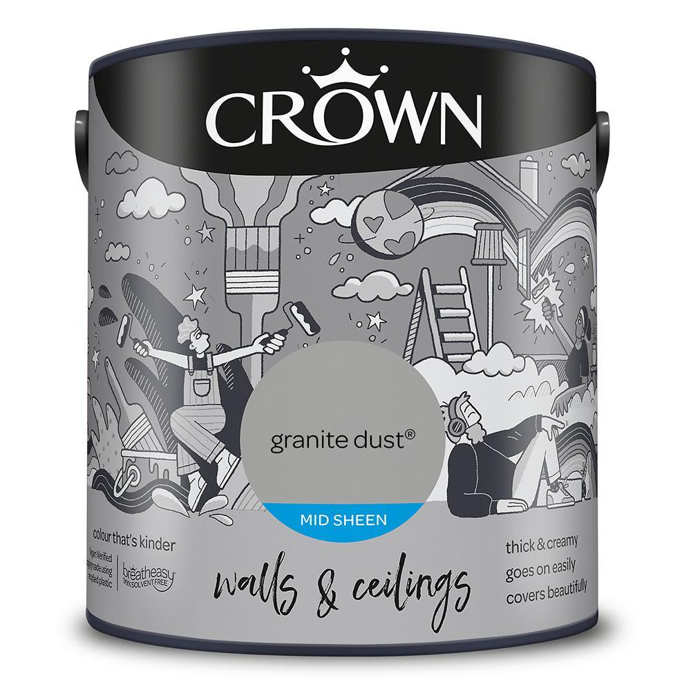 Crown Walls & Ceilings Mid Sheen Emulsion Paint | Granite Dust - Image 3
