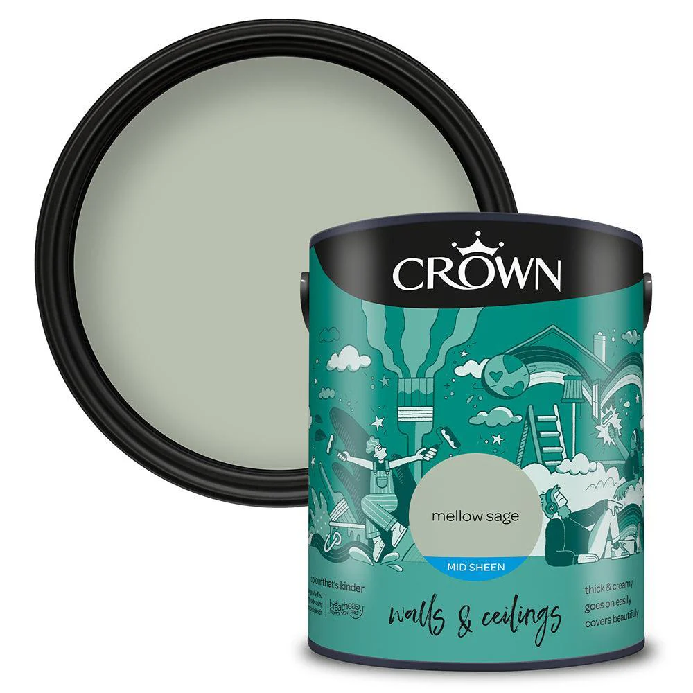 Crown Walls & Ceilings Mid sheen Emulsion Paint | Mellow Sage