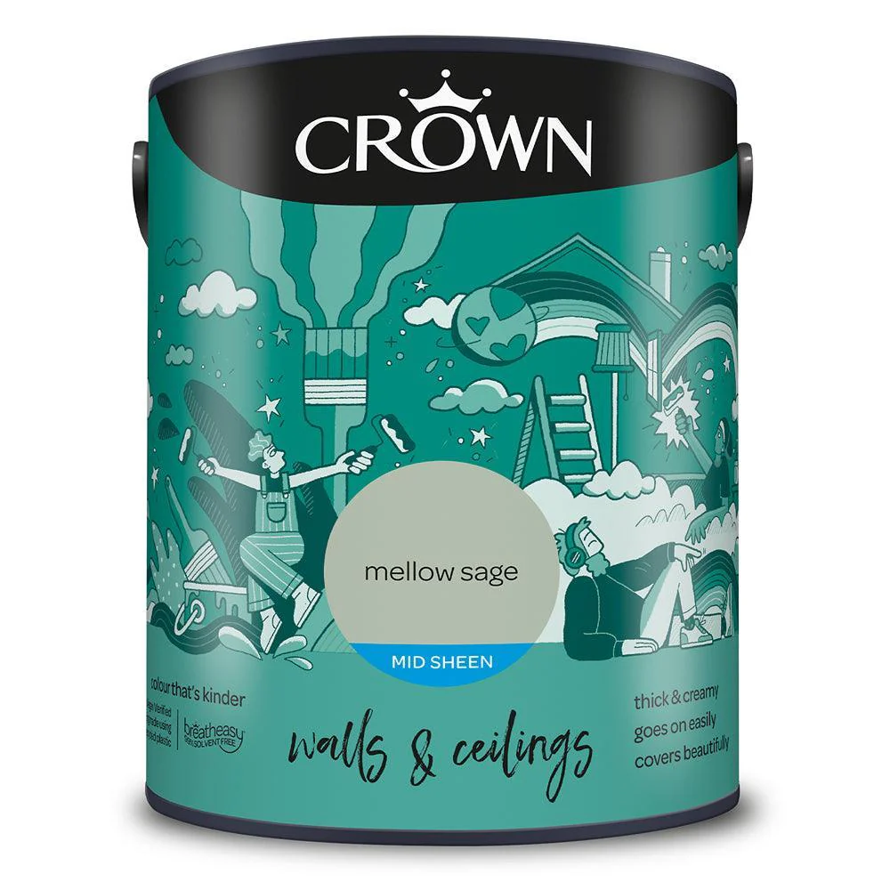 Crown Walls & Ceilings Mid sheen Emulsion Paint | Mellow Sage - Image 3