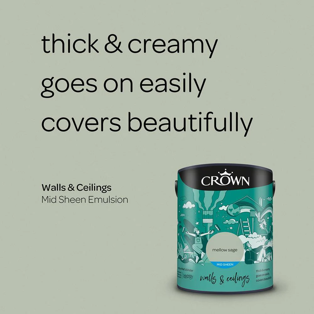 Crown Walls & Ceilings Mid sheen Emulsion Paint | Mellow Sage - Image 6