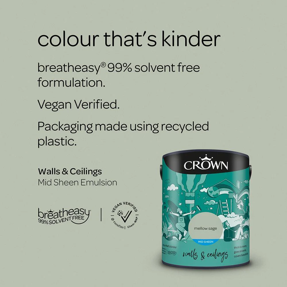 Crown Walls & Ceilings Mid sheen Emulsion Paint | Mellow Sage - Image 7