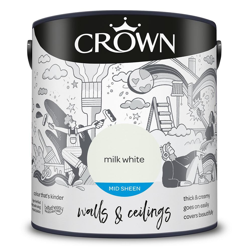 Crown Walls & Ceilings Mid Sheen Emulsion Paint | Milk White - Image 3