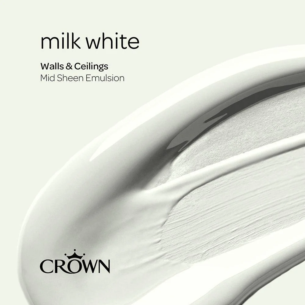 Crown Walls & Ceilings Mid Sheen Emulsion Paint | Milk White - Image 9