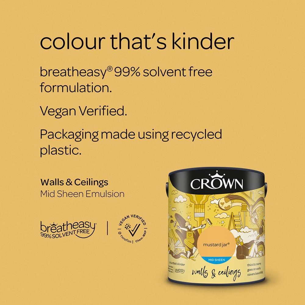 Crown Walls & Ceilings Mid Sheen Emulsion Paint | Mustard Jar - Image 7