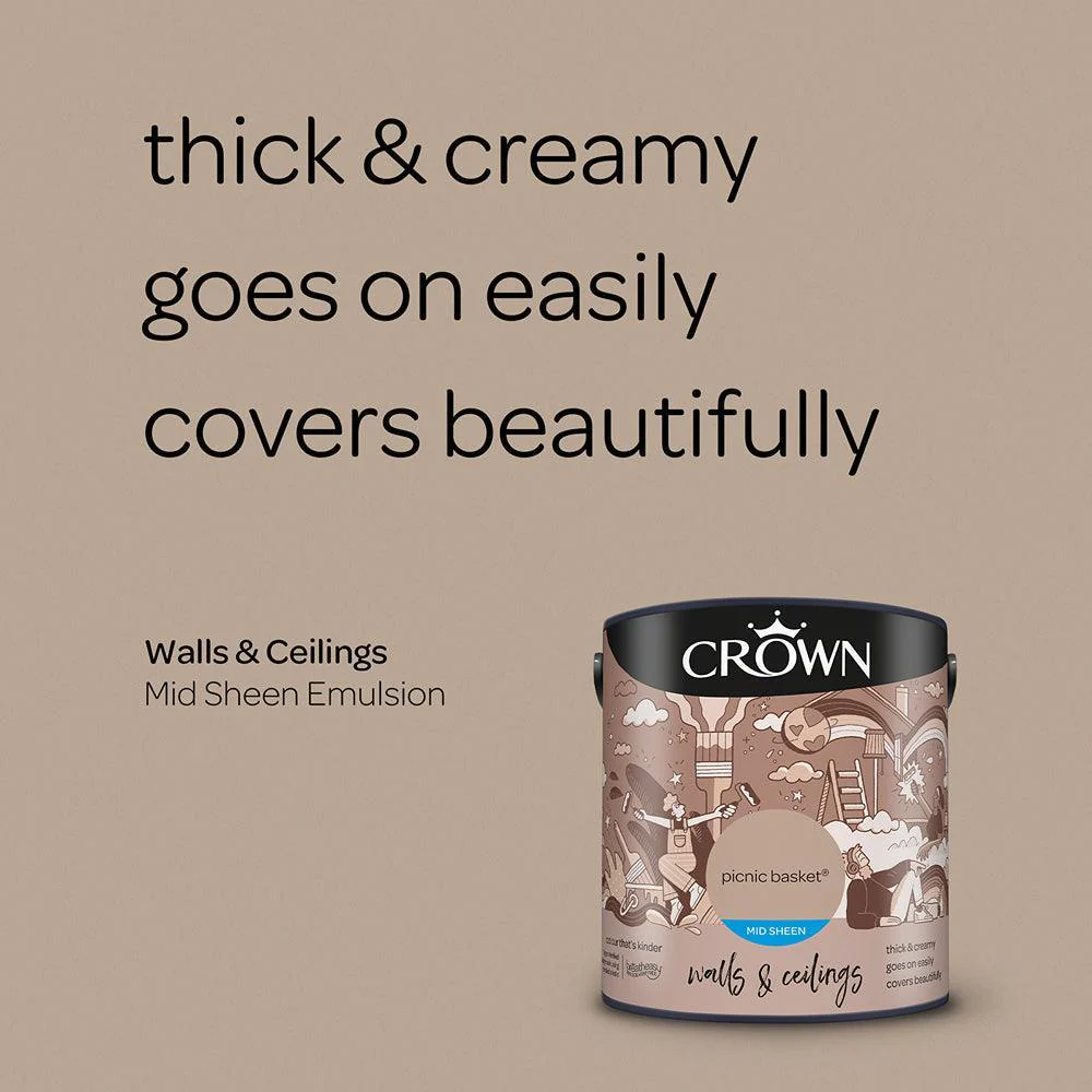 Crown Walls & Ceilings Mid Sheen Emulsion Paint | Picnic Basket - Image 15