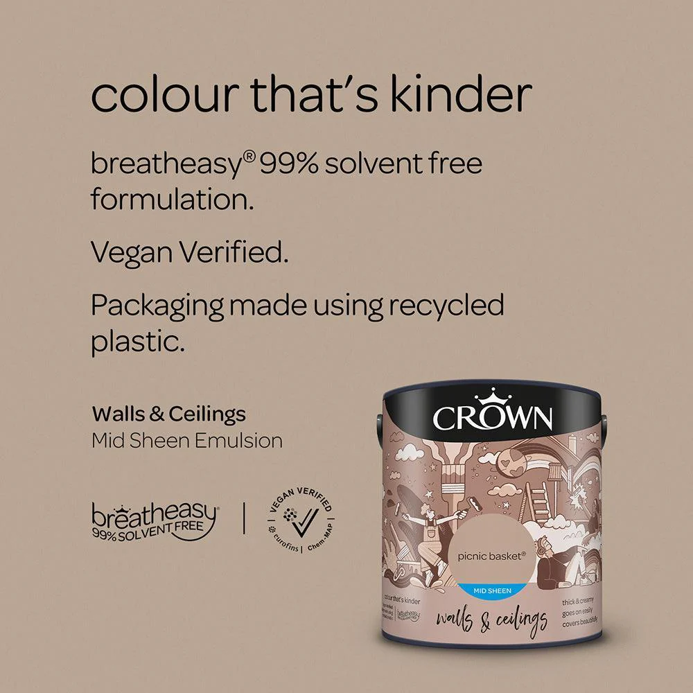Crown Walls & Ceilings Mid Sheen Emulsion Paint | Picnic Basket - Image 16