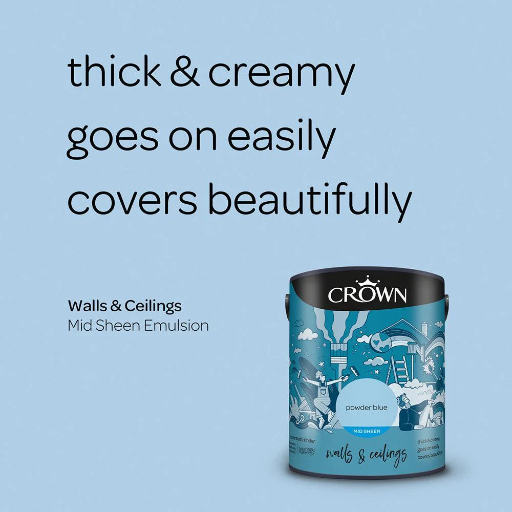 Crown Walls & Ceilings Mid Sheen Emulsion Paint | Powder Blue - Image 6