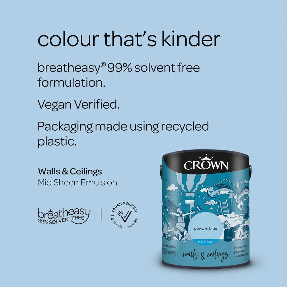 Crown Walls & Ceilings Mid Sheen Emulsion Paint | Powder Blue - Image 7