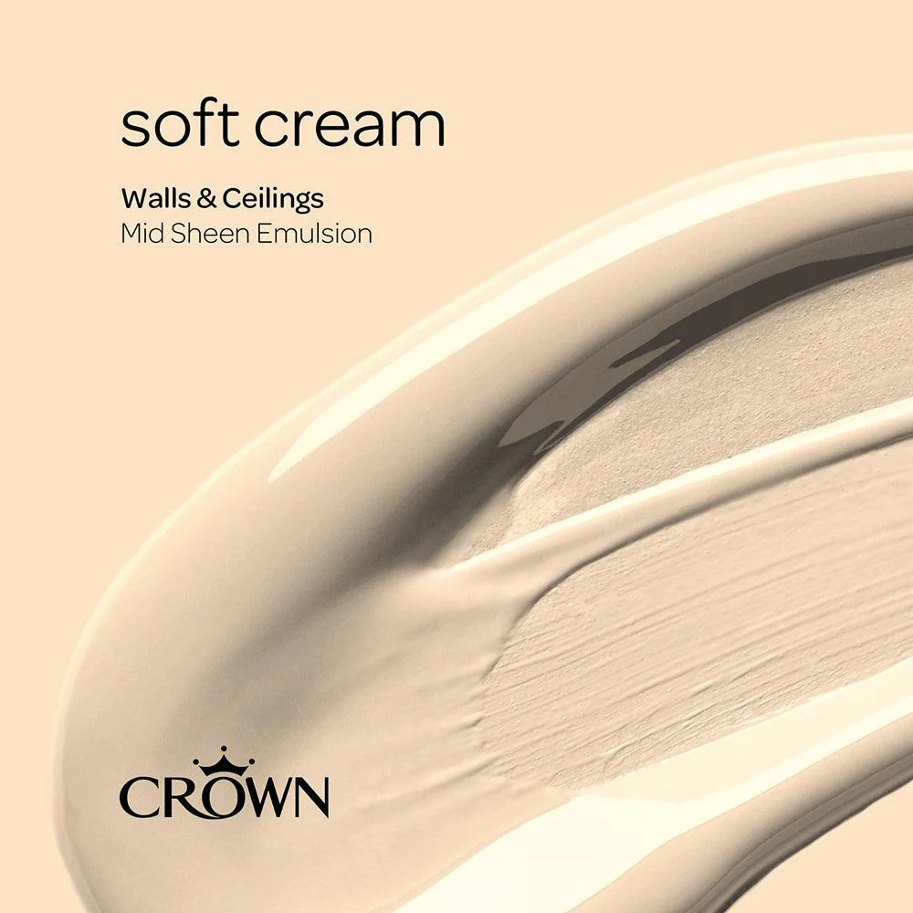 Crown Walls & Ceilings Mid Sheen Emulsion Paint | Soft Cream - Image 9