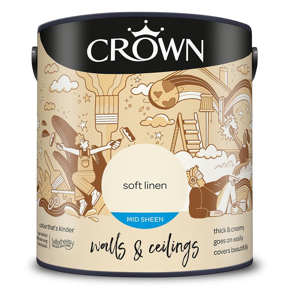 Crown Walls & Ceilings Mid Sheen Emulsion Paint | Soft Linen - Image 3
