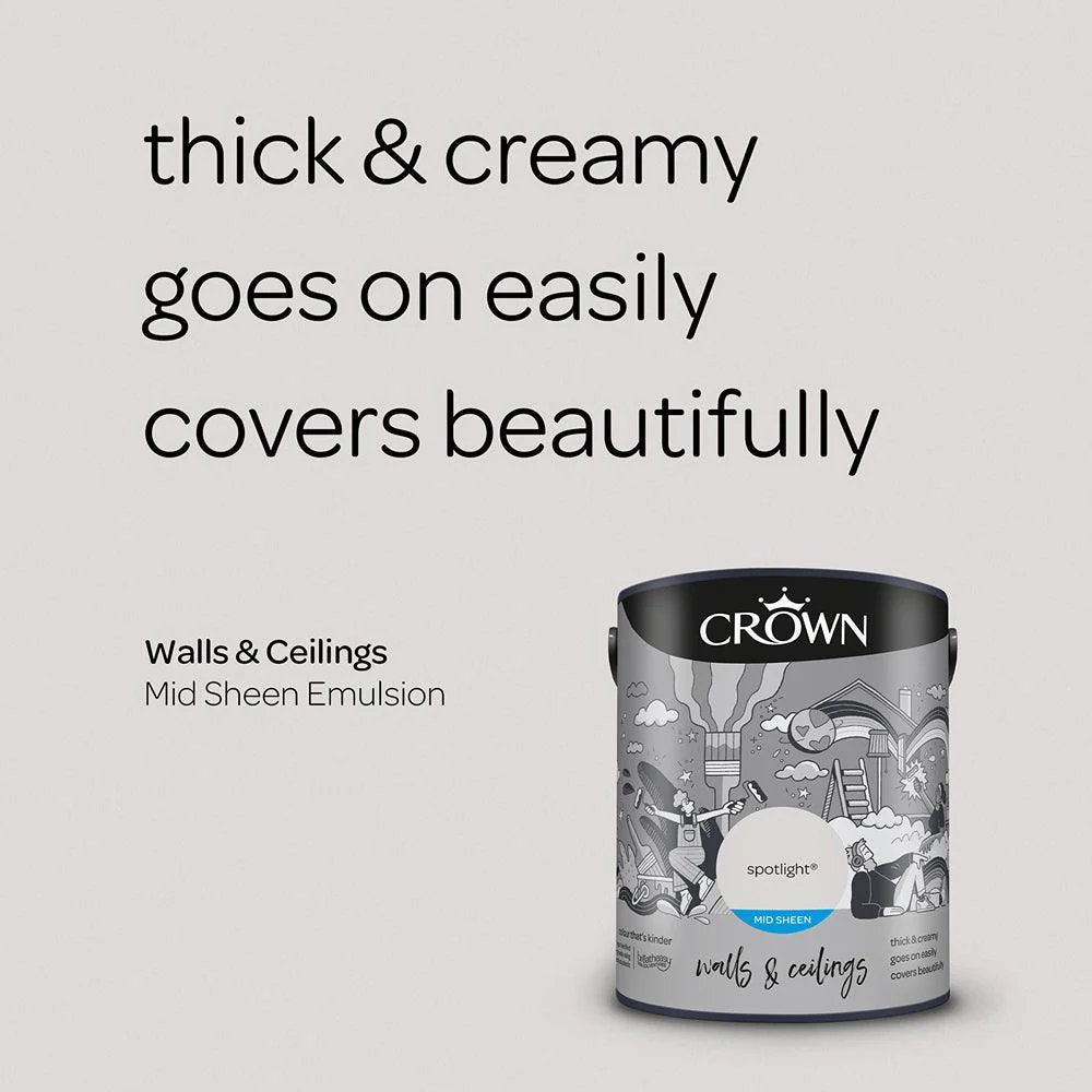 Crown Walls & Ceilings Mid Sheen Emulsion Paint | Spotlight - Image 6