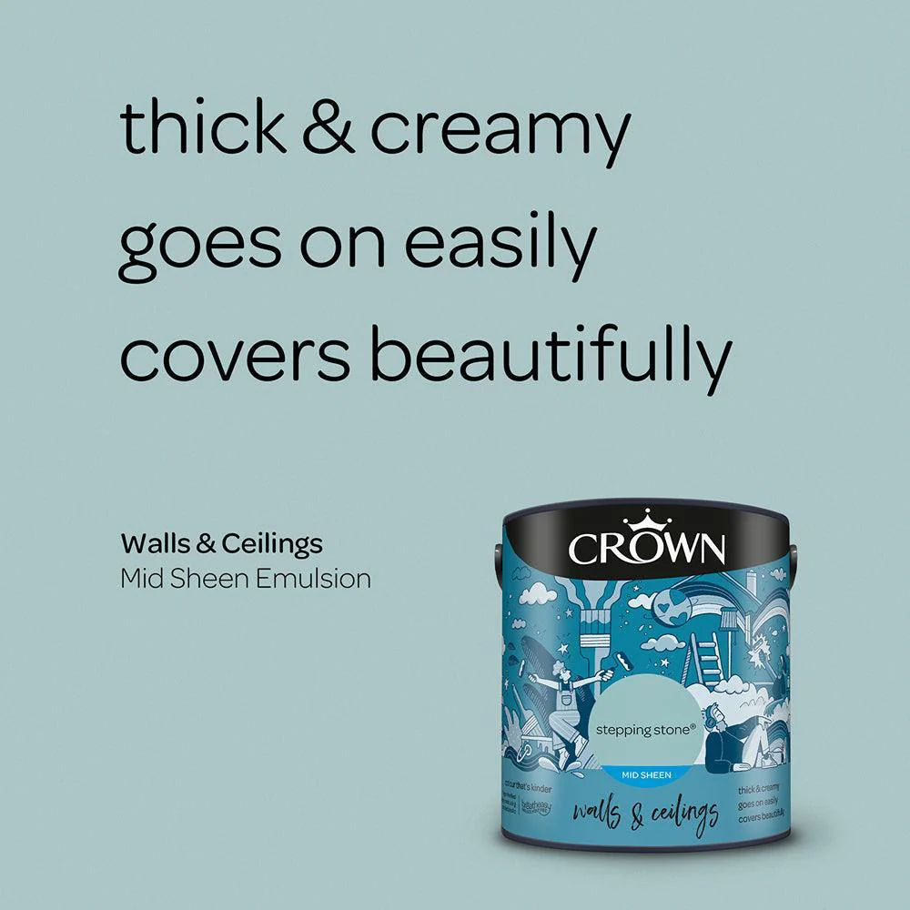 Crown Walls & Ceilings Mid Sheen Emulsion Paint | Stepping Stone - Image 6