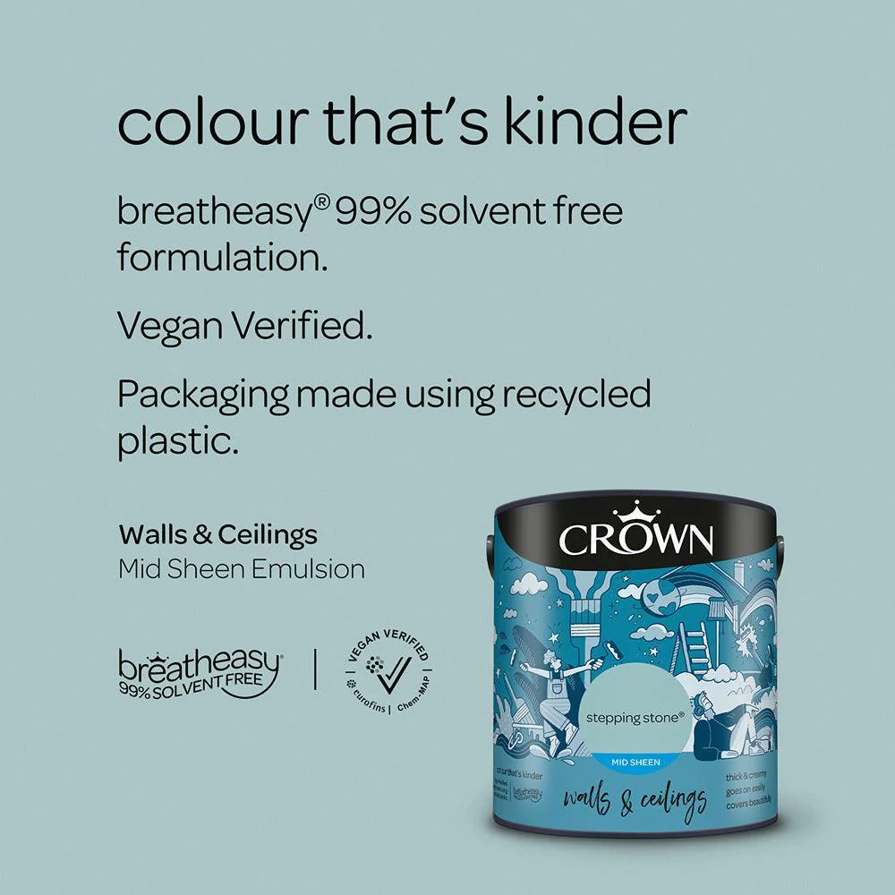 Crown Walls & Ceilings Mid Sheen Emulsion Paint | Stepping Stone - Image 7