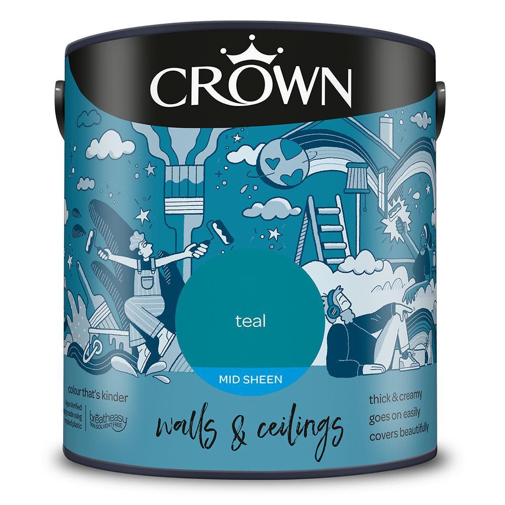 Crown Walls & Ceilings Mid Sheen Emulsion Paint | Teal - Image 3