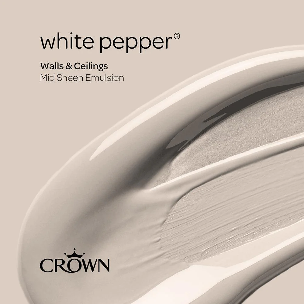 Crown Walls & Ceilings Mid Sheen Emulsion Paint | White Pepper - Image 9