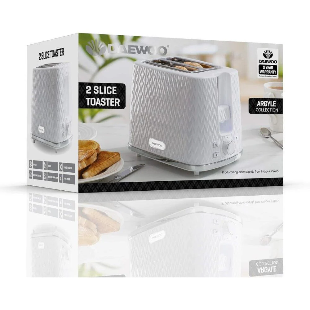 Daewoo Argyle White 2 Slice Toaster - Image 5