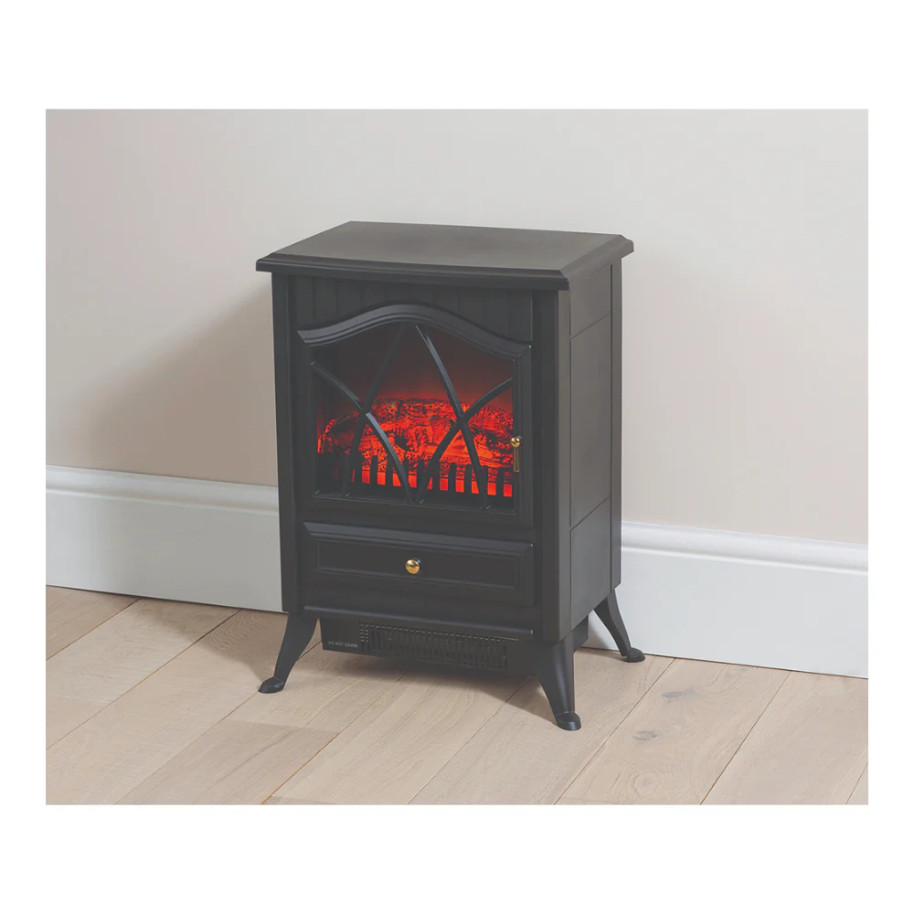 Daewoo Black Electric Stove Heater | 2000W, Real Flame Effect - Image 2