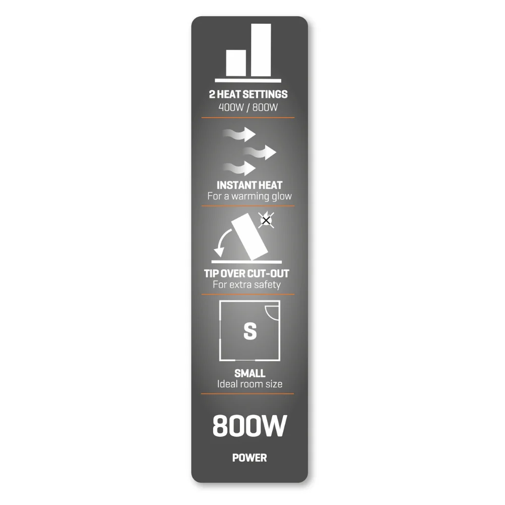 Daewoo Compact Quartz Heater | 800W, Dual Heat Settings, Tip-Over Cut-Out - Image 6