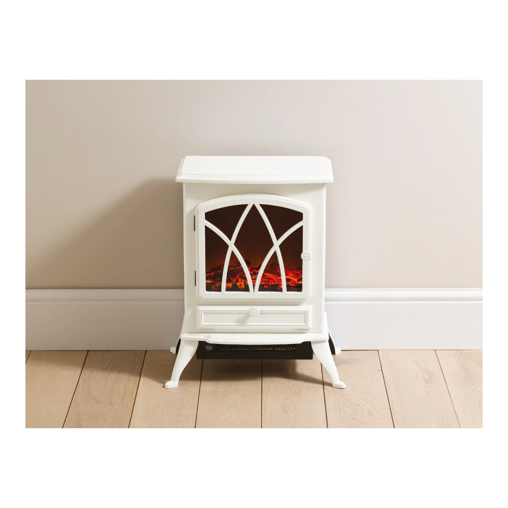 Daewoo Cream Electric Stove Heater | 2000W, Flame Effect, Freestanding - Image 2