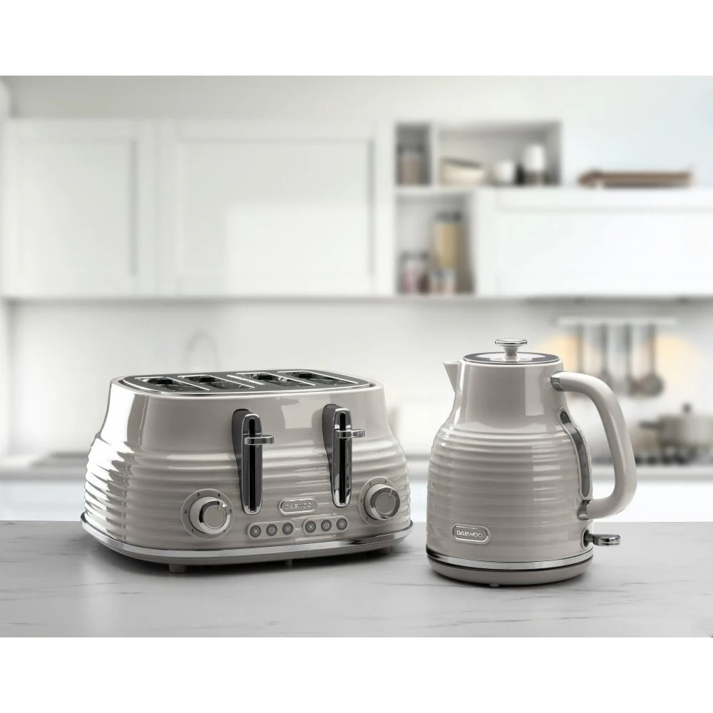 Daewoo Sienna Grey Ribbed Jug Kettle | 1.7L, 3kW, Retro Style - Image 4