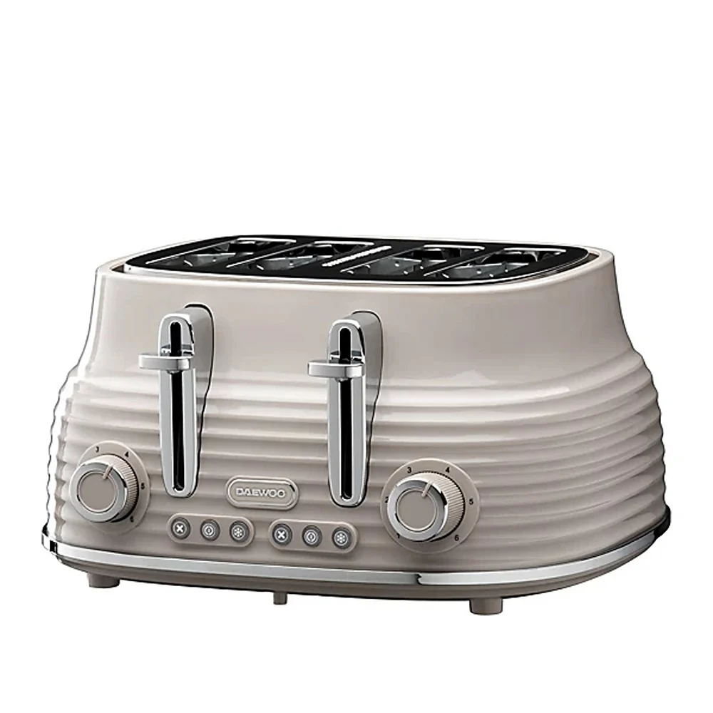 Daewoo Sienna Taupe 4 Slice Toaster | Defrost, Reheat, Cancel - Image 2