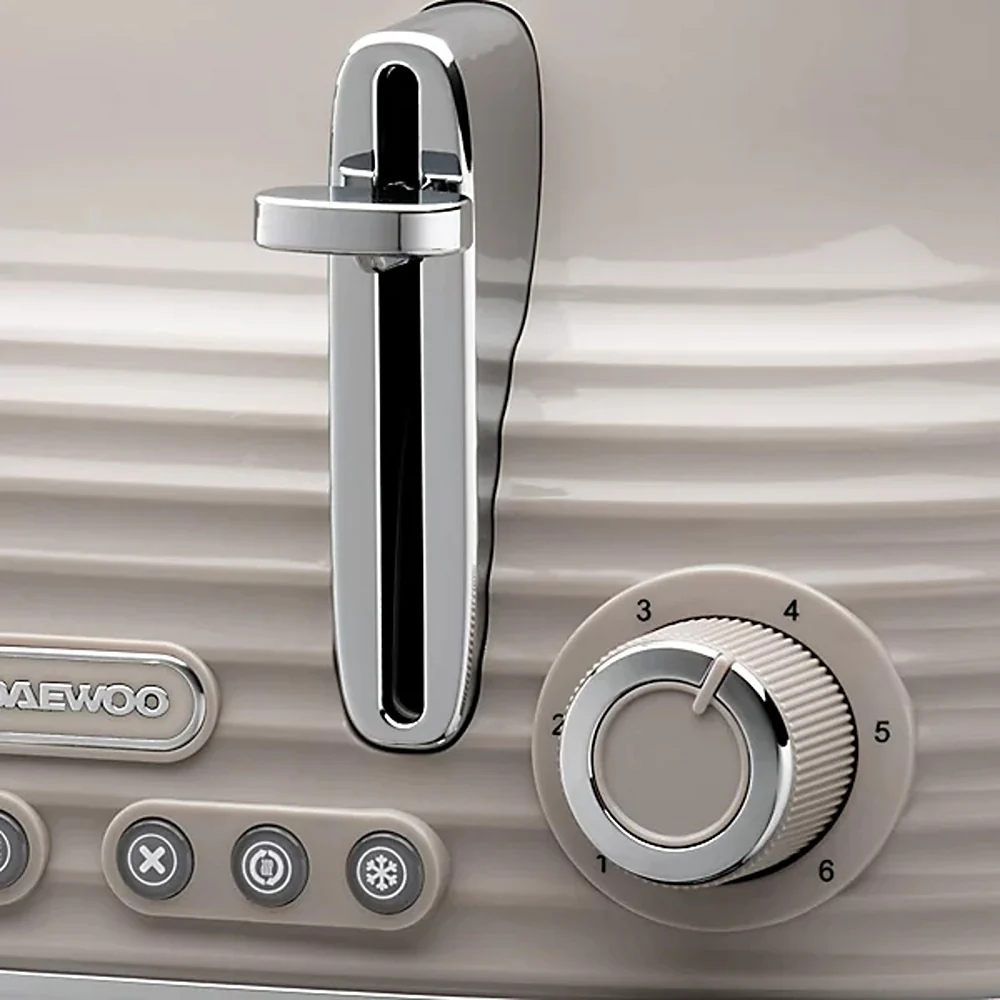 Daewoo Sienna Taupe 4 Slice Toaster | Defrost, Reheat, Cancel - Image 4