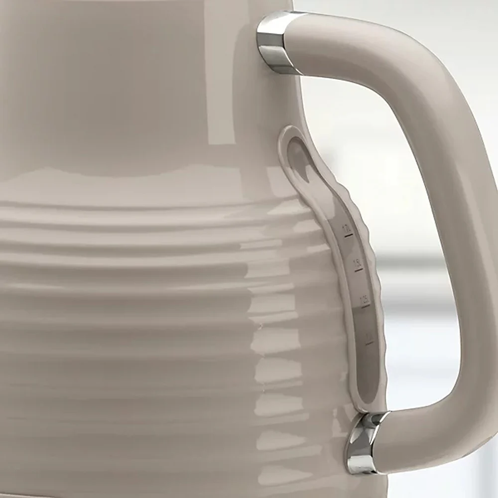 Daewoo Sienna Taupe Jug Kettle 1.7L 3kW | Retro Ribbed, 360° Swivel Base - Image 4