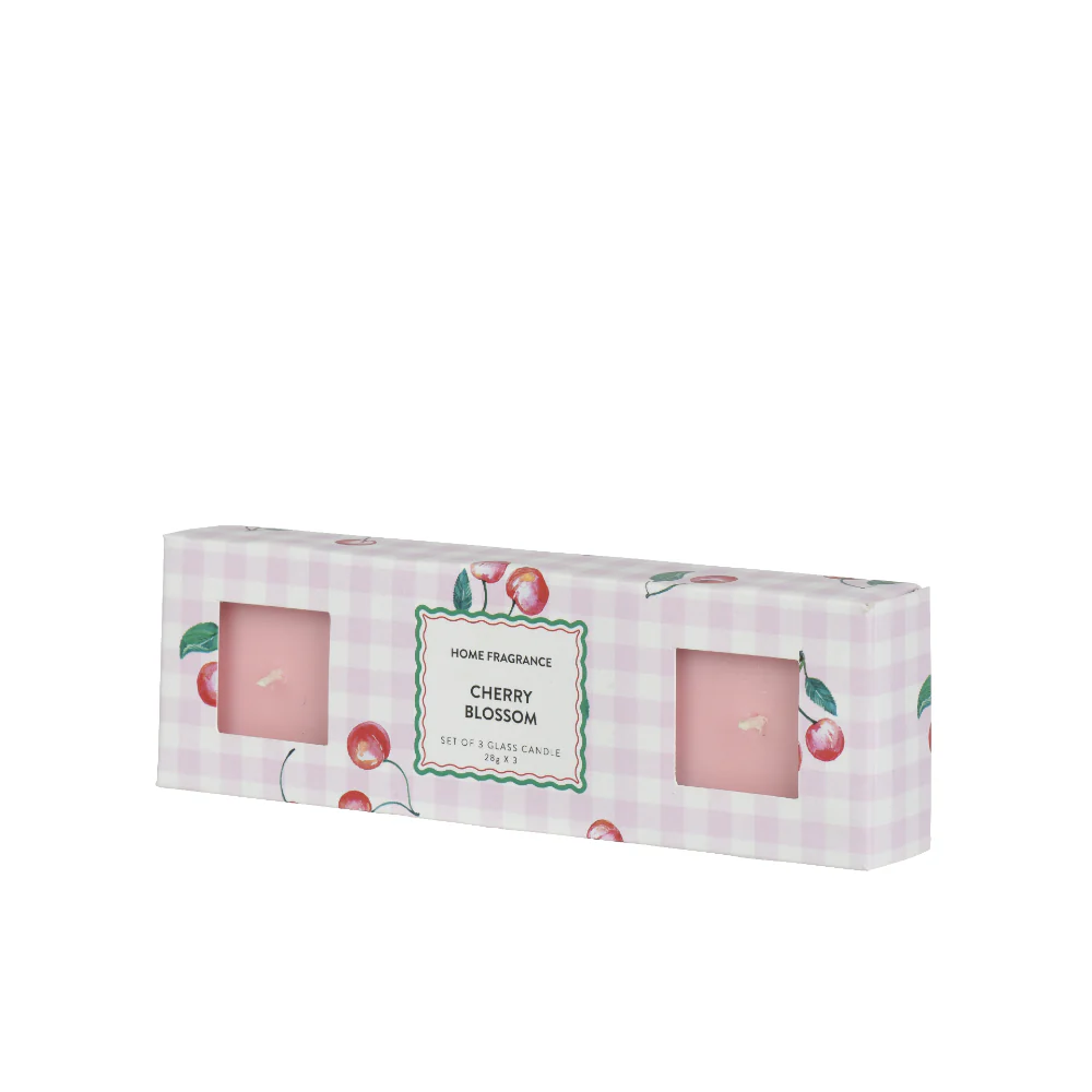 Decoris Cherry Blossom Scented Candle Set | Glass, 280 g, Gift Box